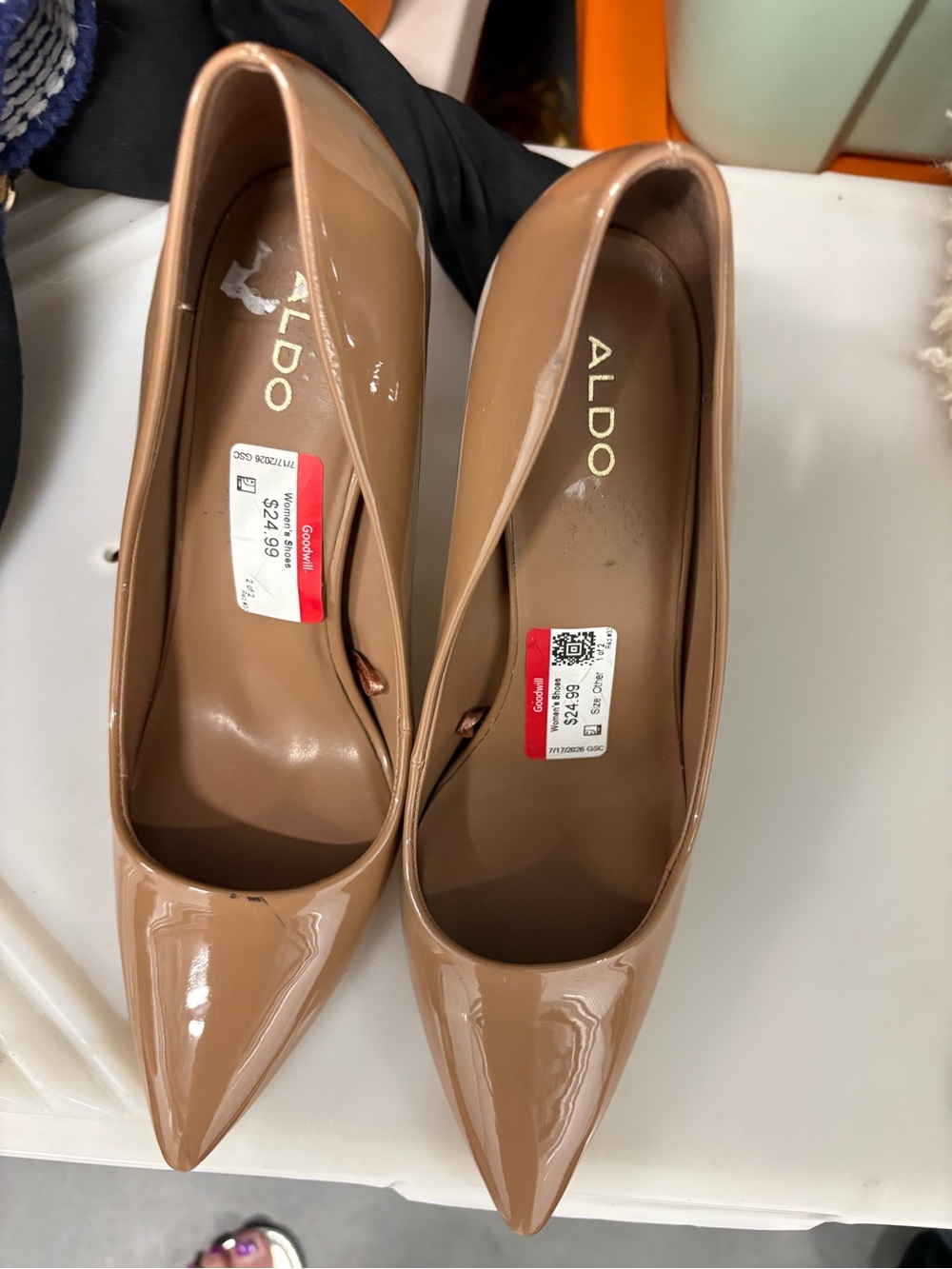 ALDO Nude Patent Pointed-Toe Heels